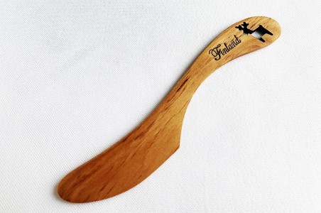 Alder butter knife with laser cut image Finland