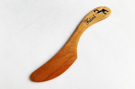 Alder butter knife with laser cut image Finland