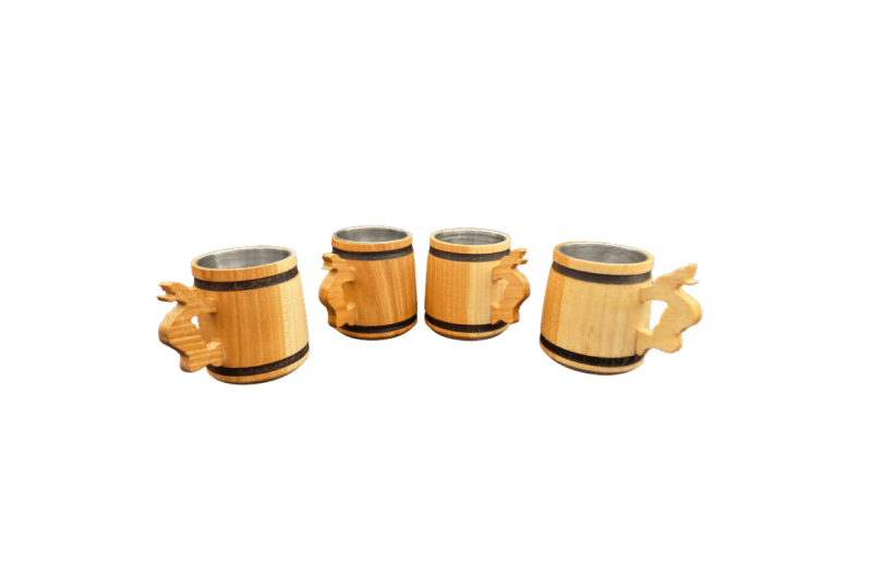 Wooden 5 cl mini jug with metallic interior