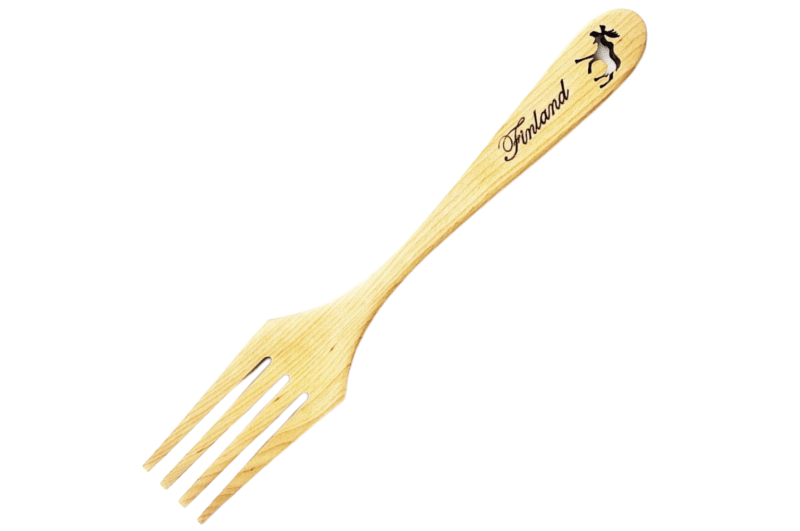 Frying pan spatula fork with laser cut image Finland