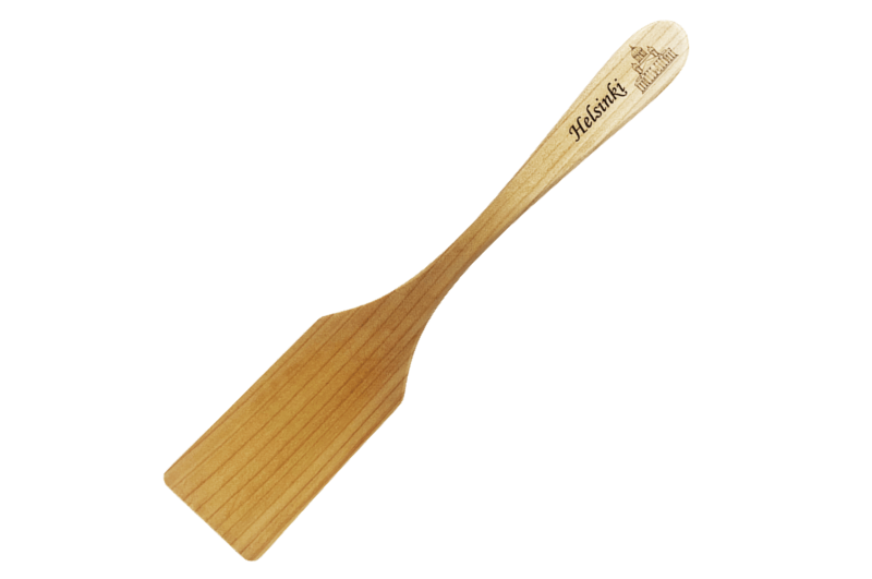 Frying pan spatula with laser cut image Helsinki